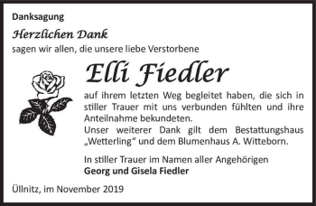 Traueranzeige von Elli Fiedler  von Magdeburger Volksstimme
