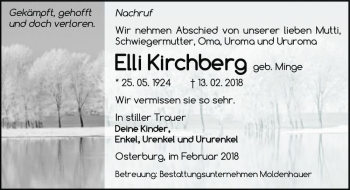 Traueranzeige von Elli Kirchberg (geb. Minge)  von Magdeburger Volksstimme