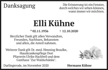 Traueranzeige von Elli Kühne  von Magdeburger Volksstimme