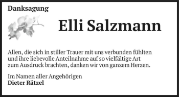 Traueranzeige von Elli Salzmann  von Magdeburger Volksstimme