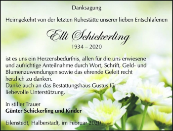Traueranzeige von Elli Schickerling  von Magdeburger Volksstimme