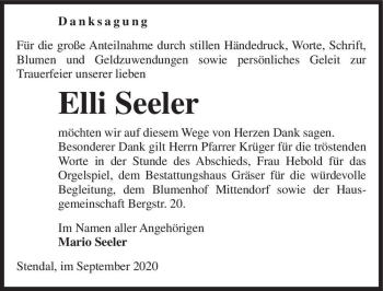 Traueranzeige von Elli Seeler  von Magdeburger Volksstimme