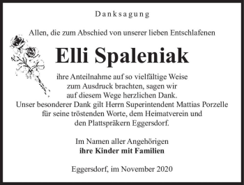 Traueranzeige von Elli Spaleniak  von Magdeburger Volksstimme