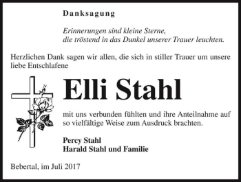 Traueranzeige von Elli Stahl  von Magdeburger Volksstimme