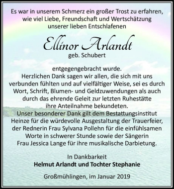 Traueranzeige von Ellinor Arlandt (geb. Schubert)  von Magdeburger Volksstimme