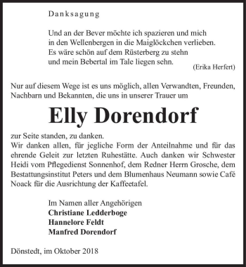 Traueranzeige von Elly Dorendorf  von Magdeburger Volksstimme