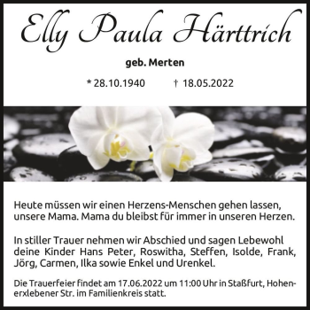 Traueranzeige von Elly Paula Härttrich (geb. Merten)  von Magdeburger Volksstimme