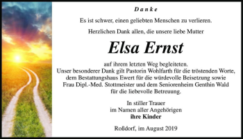Traueranzeige von Elsa Ernst  von Magdeburger Volksstimme