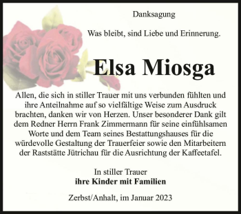 Traueranzeige von Elsa Miosga  von Magdeburger Volksstimme