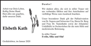Traueranzeige von Elsbeth Kath  von Magdeburger Volksstimme