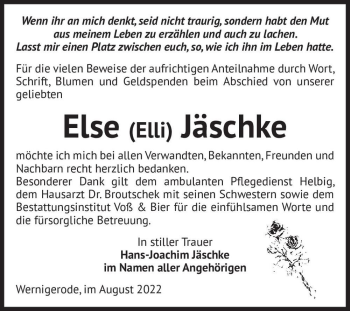 Traueranzeige von Else 