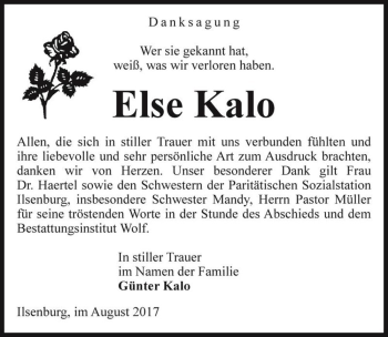 Traueranzeige von Else Kalo  von Magdeburger Volksstimme