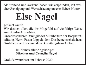 Traueranzeige von Else Nagel  von Magdeburger Volksstimme