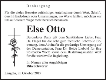 Traueranzeige von Else Otto  von Magdeburger Volksstimme