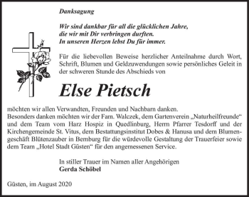 Traueranzeige von Else Pietsch  von Magdeburger Volksstimme