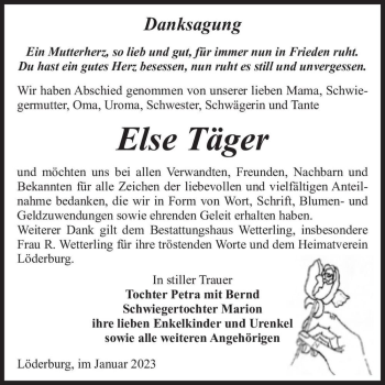 Traueranzeige von Else Täger  von Magdeburger Volksstimme