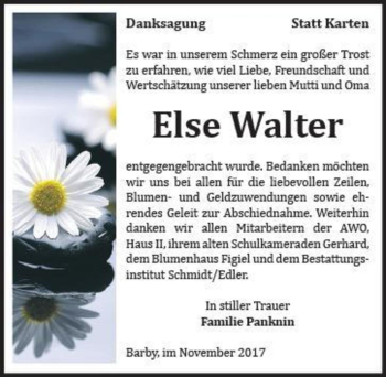 Traueranzeige von Else Walter  von Magdeburger Volksstimme