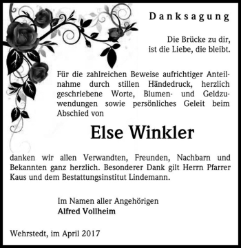 Traueranzeige von Else Winkler  von Magdeburger Volksstimme