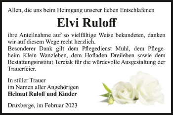 Traueranzeige von Elvi Ruloff  von Magdeburger Volksstimme