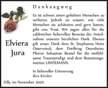 Traueranzeige von Elviera Jura  von Magdeburger Volksstimme
