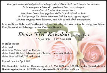Traueranzeige von Elvira 