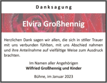 Traueranzeige von Elvira Großhennig  von Magdeburger Volksstimme
