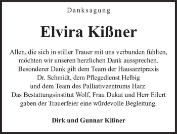 Traueranzeige von Elvira Kißner  von Magdeburger Volksstimme