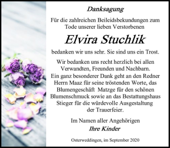 Traueranzeige von Elvira Stuchlik  von Magdeburger Volksstimme
