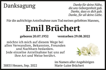 Traueranzeige von Emil Brüchert  von Magdeburger Volksstimme