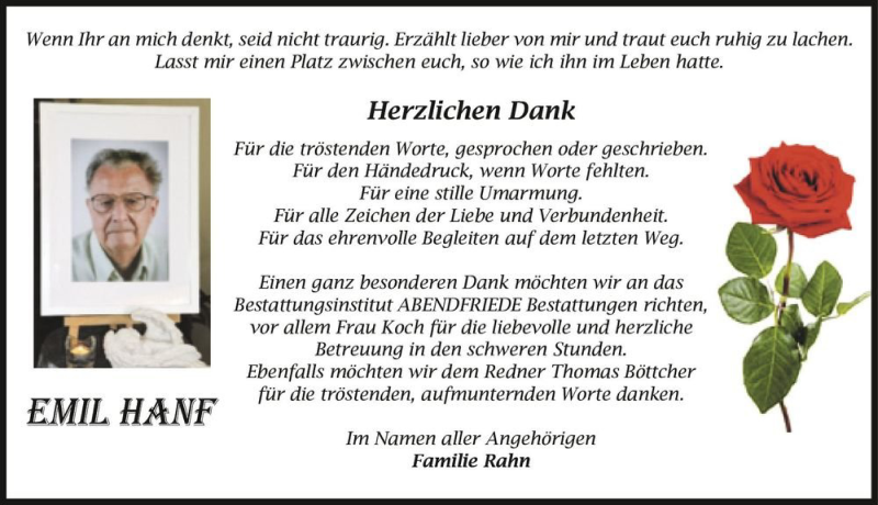  Traueranzeige für Emil Hanf  vom 08.05.2021 aus Magdeburger Volksstimme