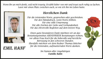 Traueranzeige von Emil Hanf  von Magdeburger Volksstimme