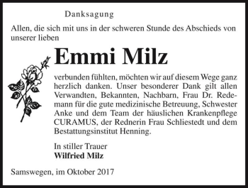 Traueranzeige von Emmi Milz  von Magdeburger Volksstimme