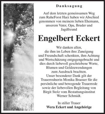 Traueranzeige von Engelbert Eckert  von Magdeburger Volksstimme