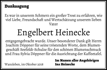 Traueranzeige von Engelbert Heinecke  von Magdeburger Volksstimme