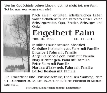 Traueranzeige von Engelbert Palm  von Magdeburger Volksstimme