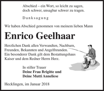 Traueranzeige von Enrico Geelhaar  von Magdeburger Volksstimme
