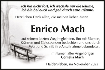 Traueranzeige von Enrico Mach  von Magdeburger Volksstimme