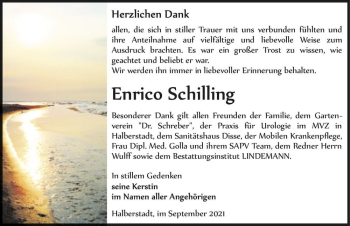 Traueranzeige von Enrico Schilling  von Magdeburger Volksstimme