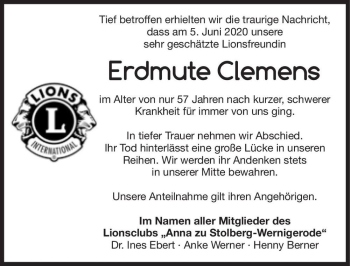 Traueranzeige von Erdmute Clemens  von Magdeburger Volksstimme