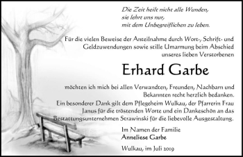 Traueranzeige von Erhard Garbe  von Magdeburger Volksstimme
