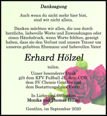 Traueranzeige von Erhard Hölzel  von Magdeburger Volksstimme