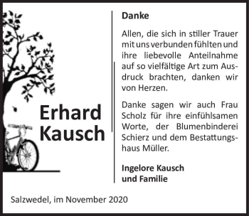 Traueranzeige von Erhard Kausch  von Magdeburger Volksstimme