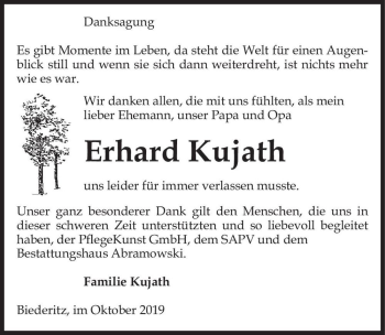 Traueranzeige von Erhard Kujath  von Magdeburger Volksstimme