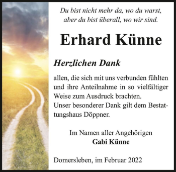 Traueranzeige von Erhard Künne  von Magdeburger Volksstimme