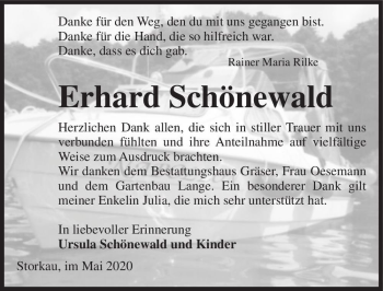 Traueranzeige von Erhard Schönewald  von Magdeburger Volksstimme