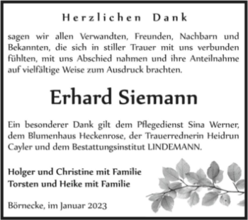 Traueranzeige von Erhard Siemann  von Magdeburger Volksstimme