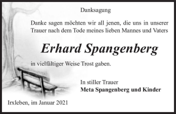Traueranzeige von Erhard Spangenberg  von Magdeburger Volksstimme