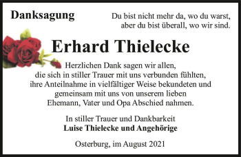 Traueranzeige von Erhard Thielecke  von Magdeburger Volksstimme