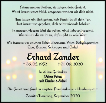 Traueranzeige von Erhard Zander  von Magdeburger Volksstimme