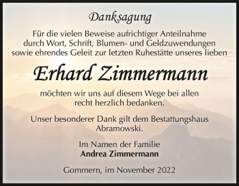Traueranzeige von Erhard Zimmermann  von Magdeburger Volksstimme